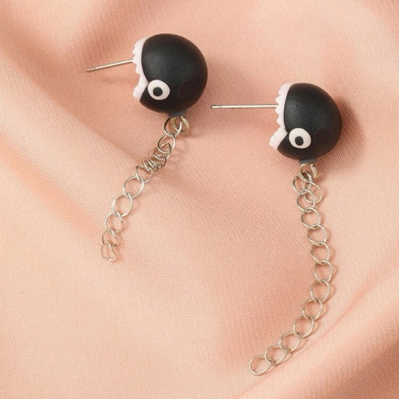 👾 Awesome cartoon chain monster stud tassel stud earrings 🎮 - Picture 7 of 7